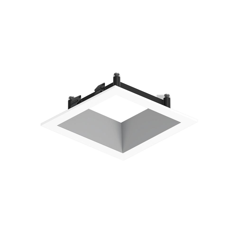 3" Apollo Square Flanged Downlight Trim with Clear Lens, Haze Reflector / Matte Powder White