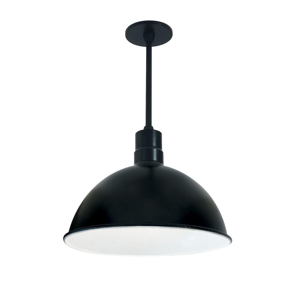 16" RLM 96" Stem Mounted LED Shade, 3800lm, 3000K, Black/White, 120V 0-10V/Triac/ELV & 277V