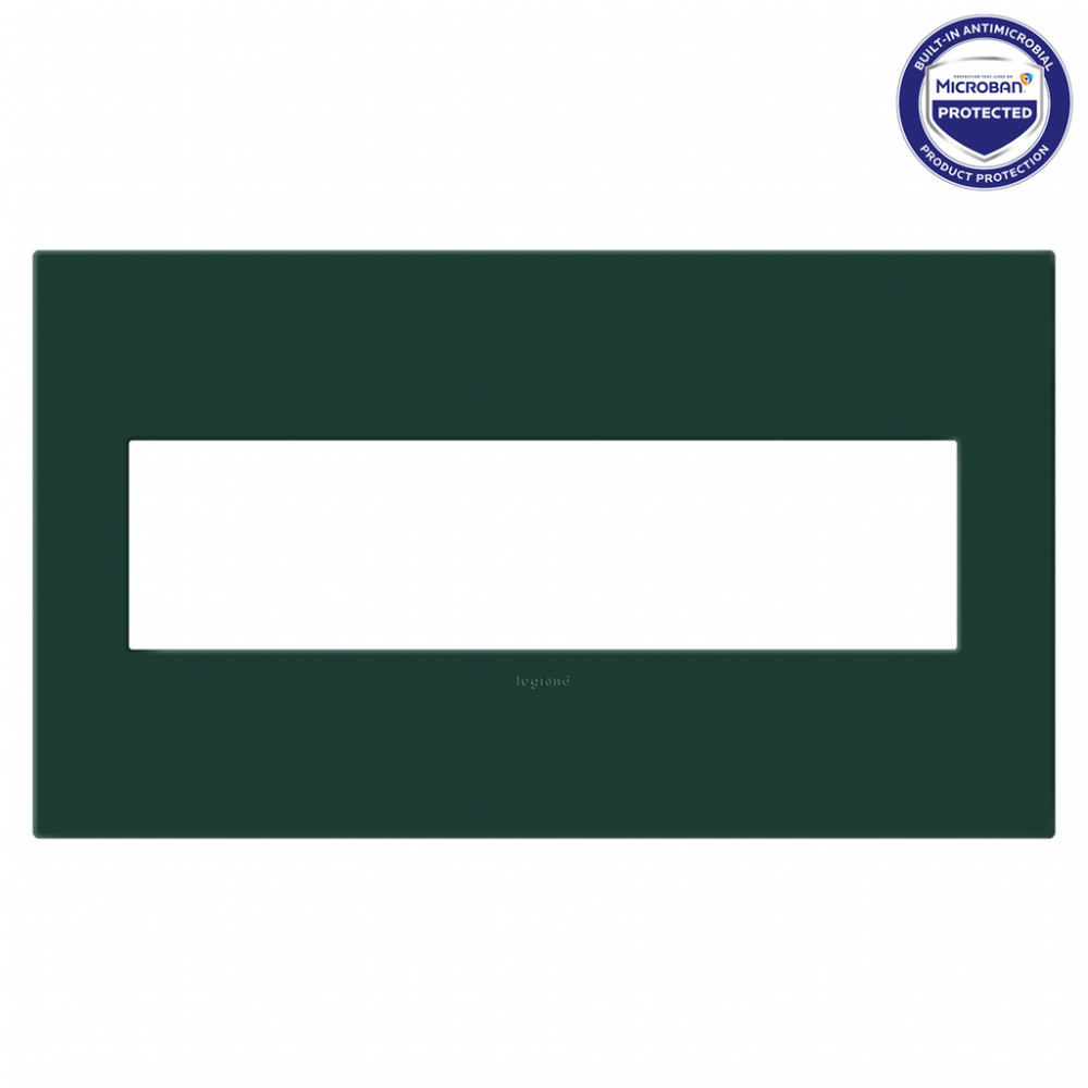 adorne Evergreen Four-Gang Screwless Wall Plate with Microban