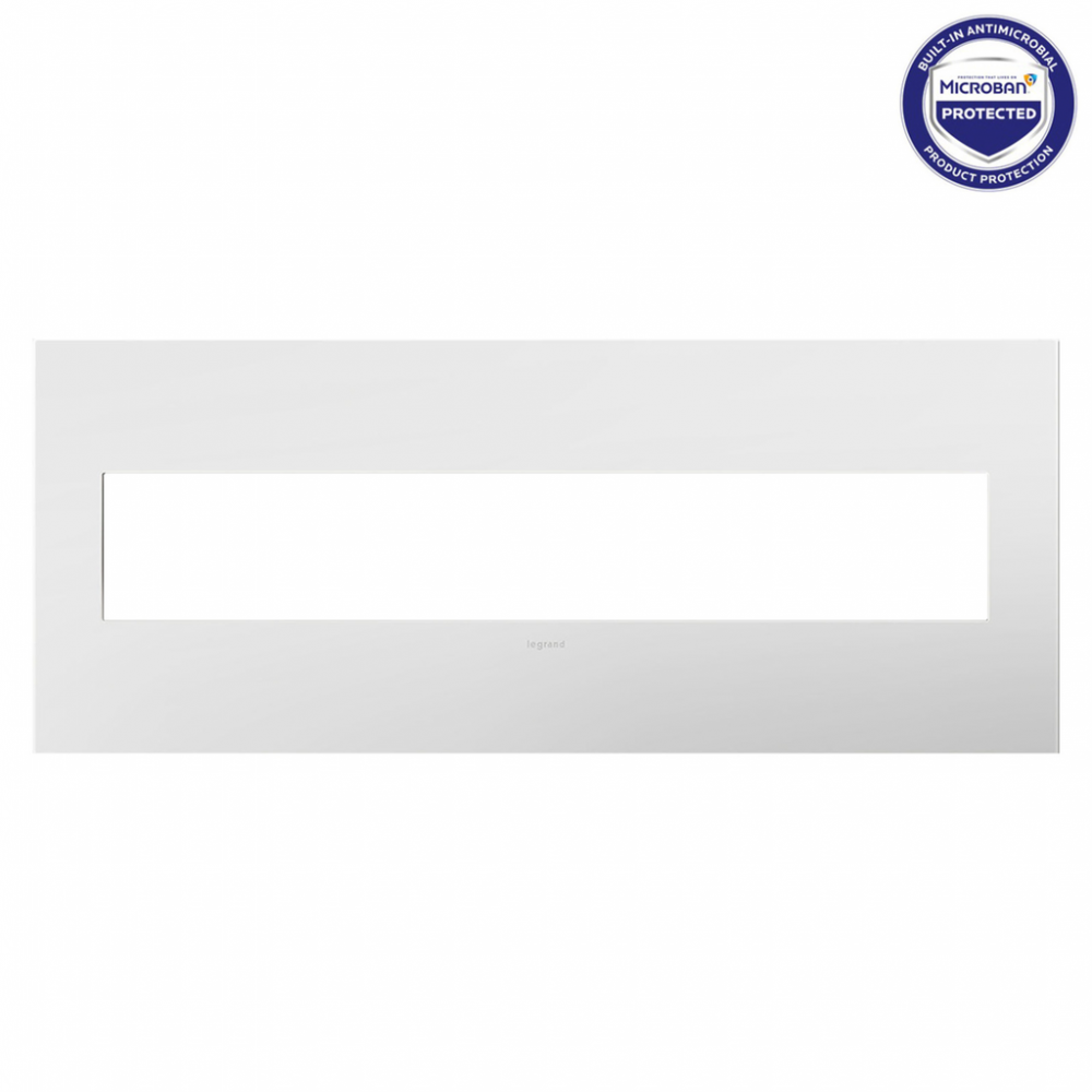 adorne Matte White Six-Gang Screwless Wall Plate with Microban