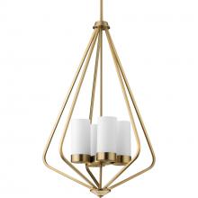 Progress P500305-109 - Elevate Collection Four-Light Brushed Bronze and Etched White Glass Modern Style Hanging Pendant Lig
