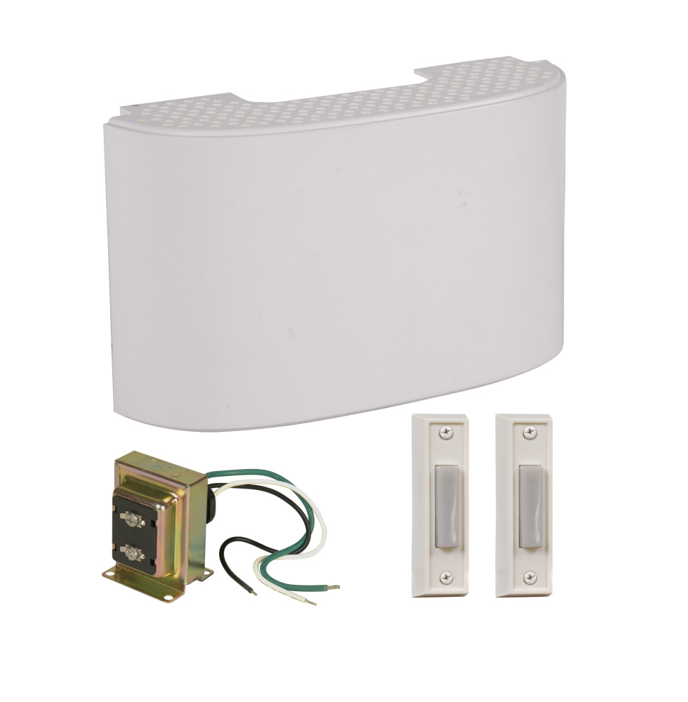 Kit includes Chime, Transformer, 2 White Buttons