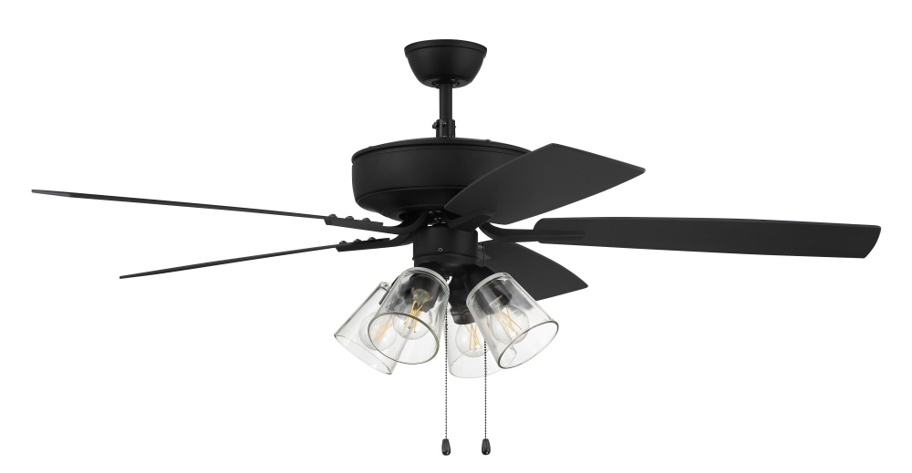 52" Ceiling Fan w/Blades, 4 Clear Glass LED Lights