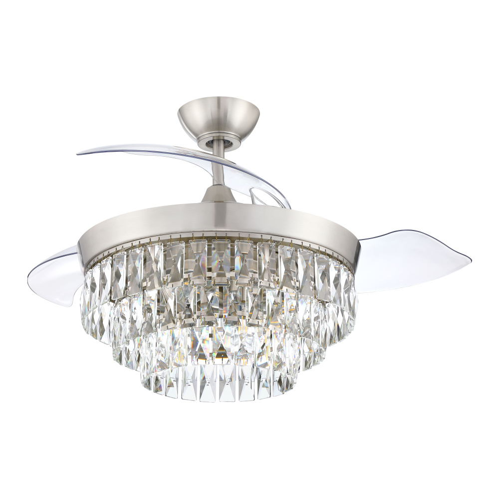 42" Hidden Blade Ceiling Fan w/Clear Acrylic Blades, Wi-Fi & Light Kit