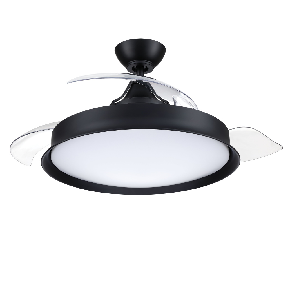 42" Hidden Blade Ceiling Fan w/Clear Acrylic Blades, Wi-Fi & LED Light Kit, Damp