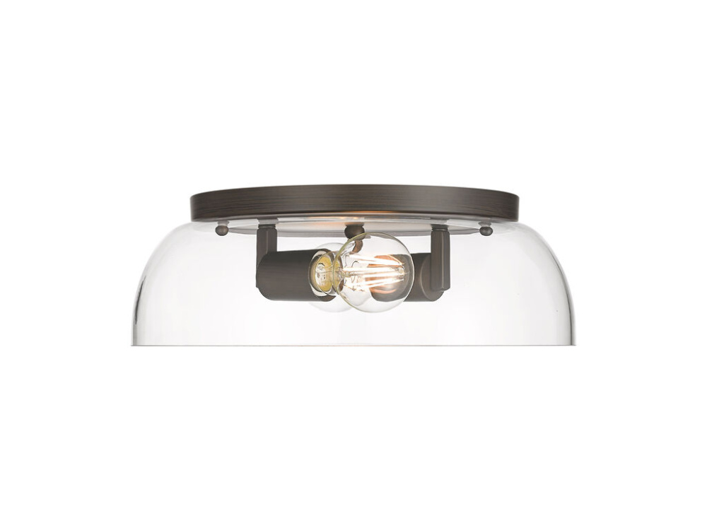 Duncan 14" Flush Mount in Rubbed Bronze with Clear Glass