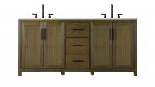Elegant VF29572DHO - 72  Inch Double Bathroom Vanity In Hazel Oak
